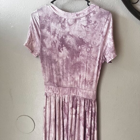 Veveret Tie-Dye Lavender Wide-Leg Jumpsuit With Short Sleeves NWOT - Picture 9 of 9